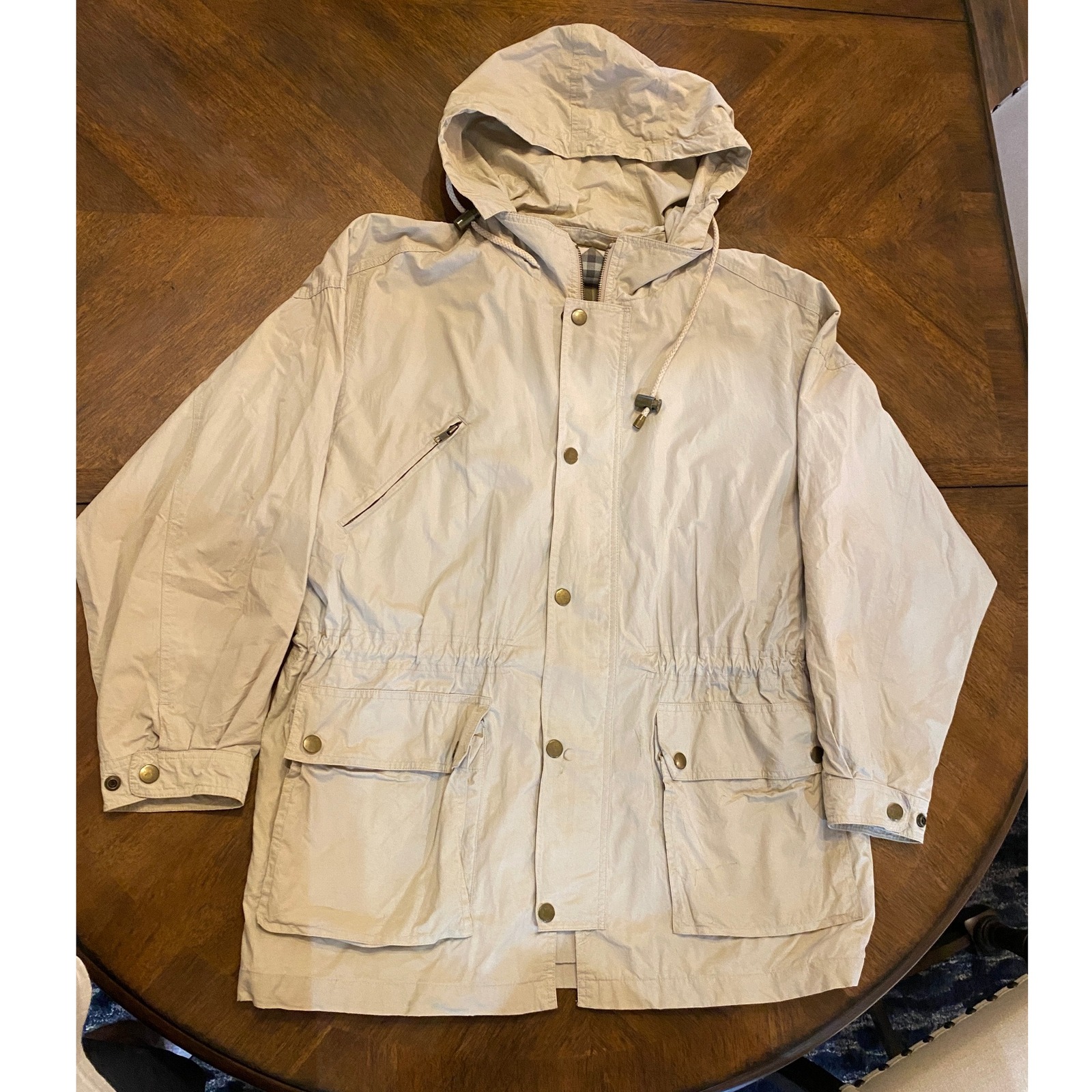 Burberrys Of London Hooded Rain Coat Lightweight Jacket Beige Size M |G1